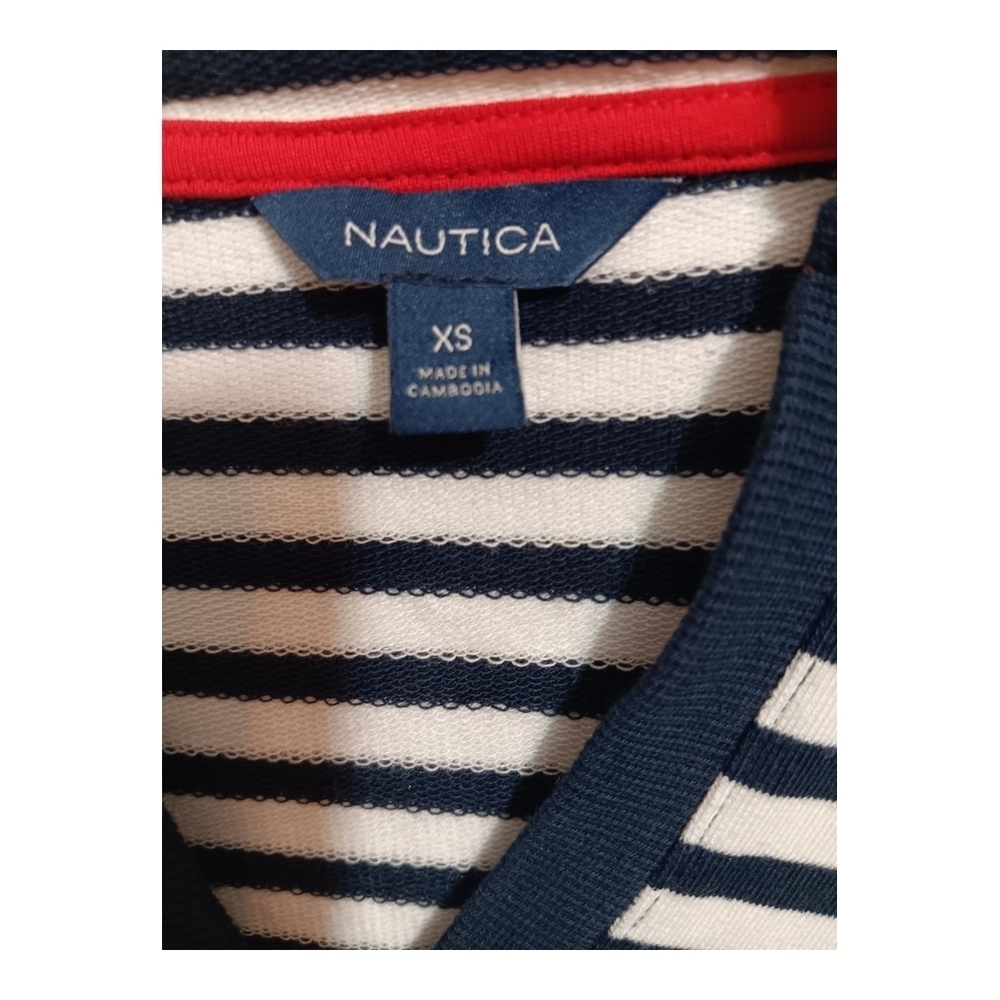 Nautica Blue and White Long Sleeve Striped Sweatshirt - Picture 4 of 5